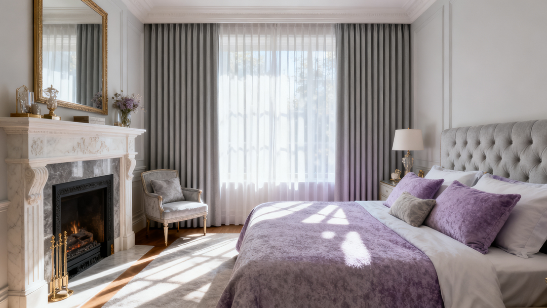 Lustrowin Bedroom Linen Pinch Pleated Curtains