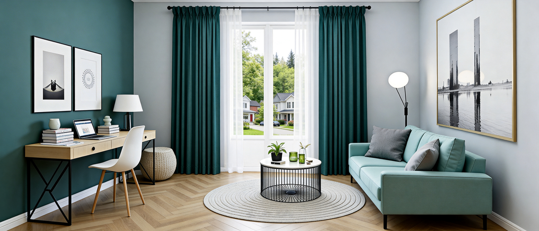 Living Room Turquoise Curtains