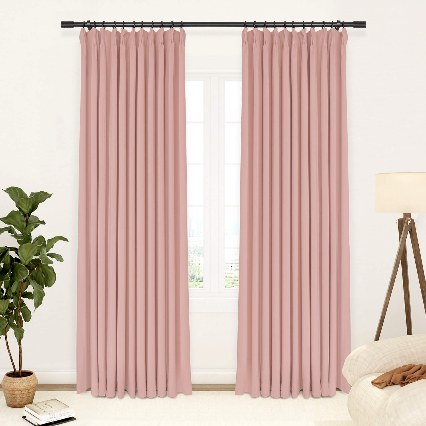 Custom Premium Polyester Velvet Curtains Pleated Living Room